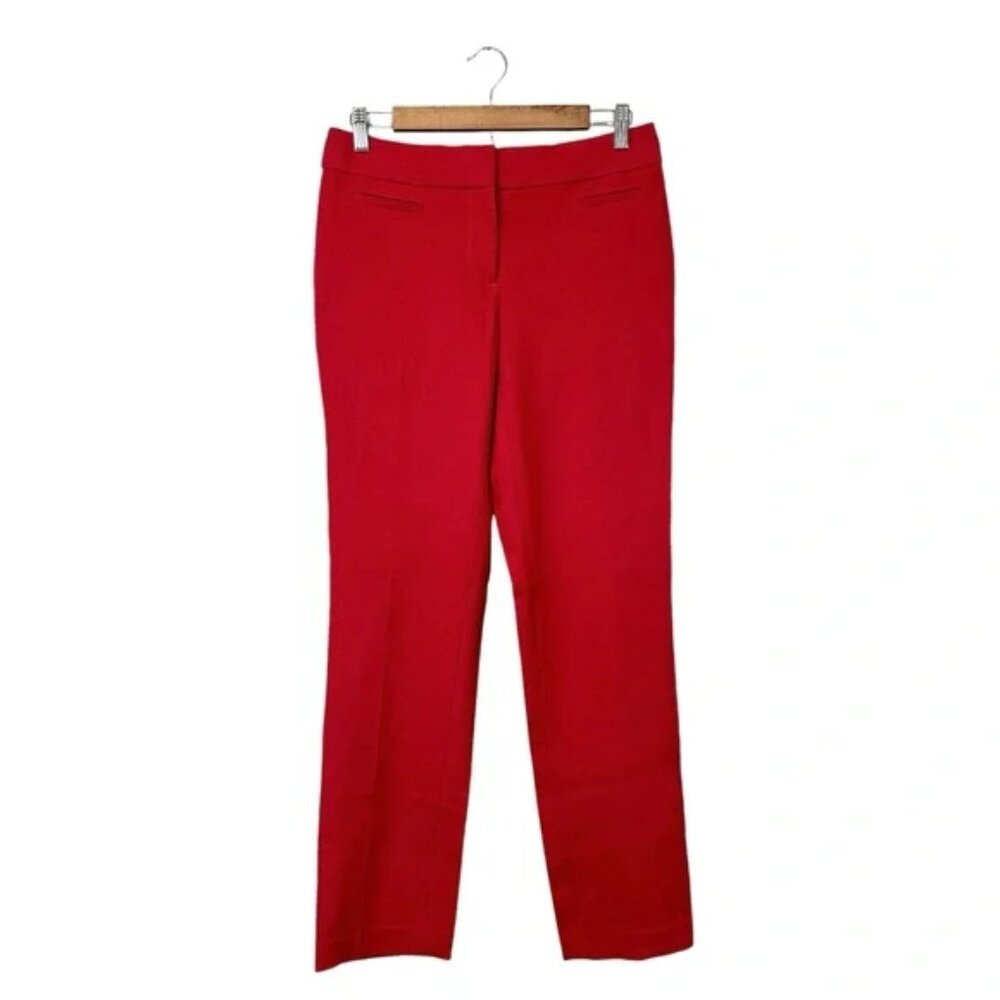 LOFT Red Julie Pants Straight Leg Flat Front, Size 2